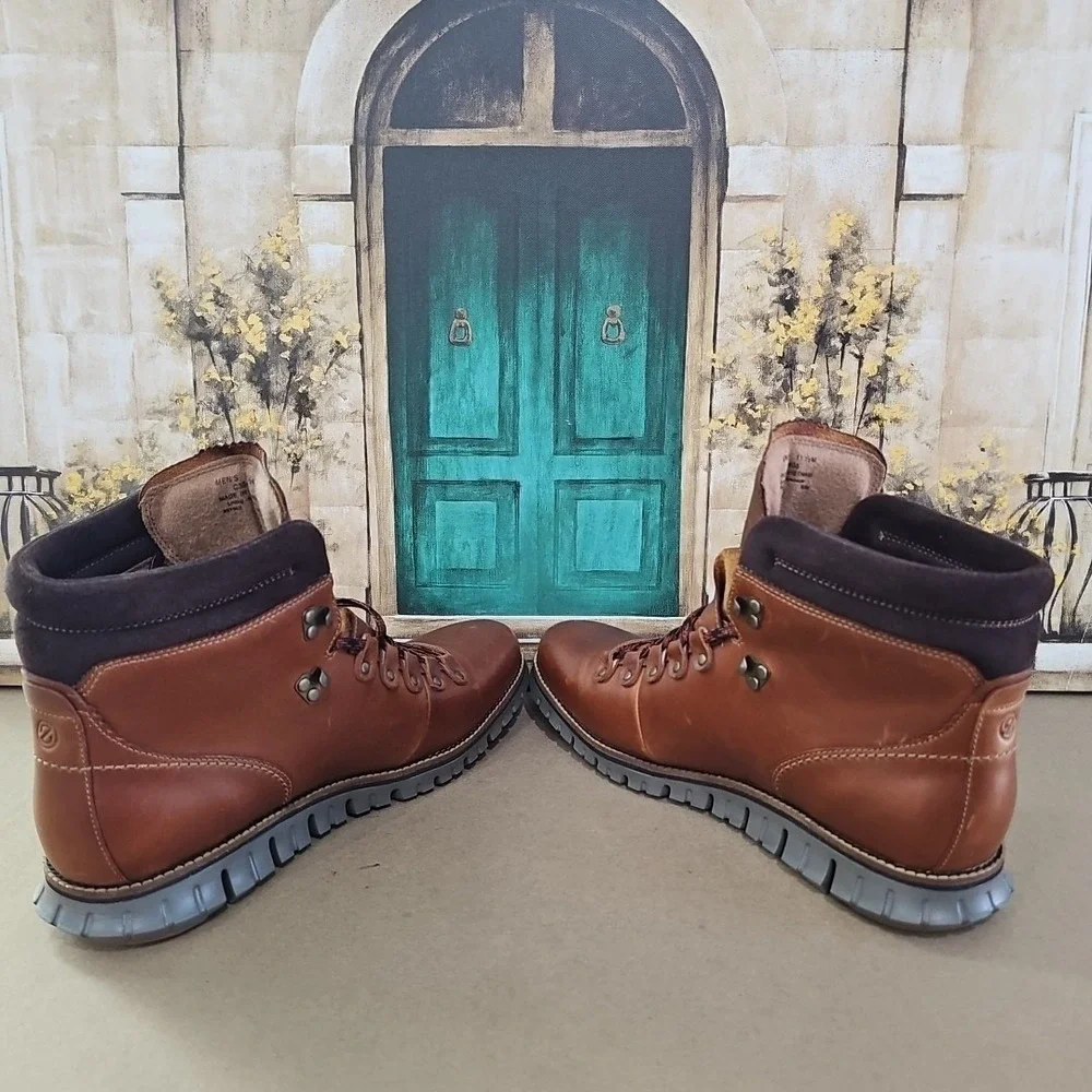 Cole Haan Zerogrand Mens Boots Waterproof British Tan Leather Sz 11.5 M C30405‎